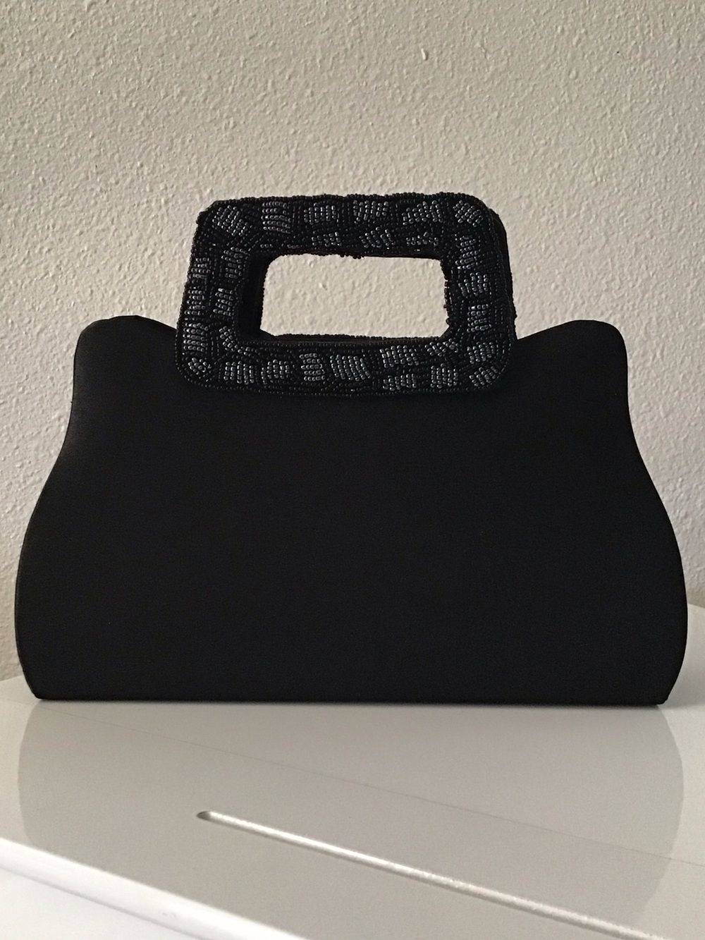 Bijoux Terner Black Beaded Handle Clutch